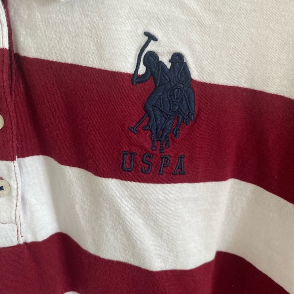 US Polo Assn Long Sleeve Men’s Polo Shirt Top Red/White striped Sz XL - Picture 4 of 5